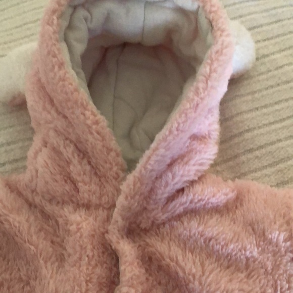 Baby Sherpa pink cozy one piece with ears - Picture 4 of 11